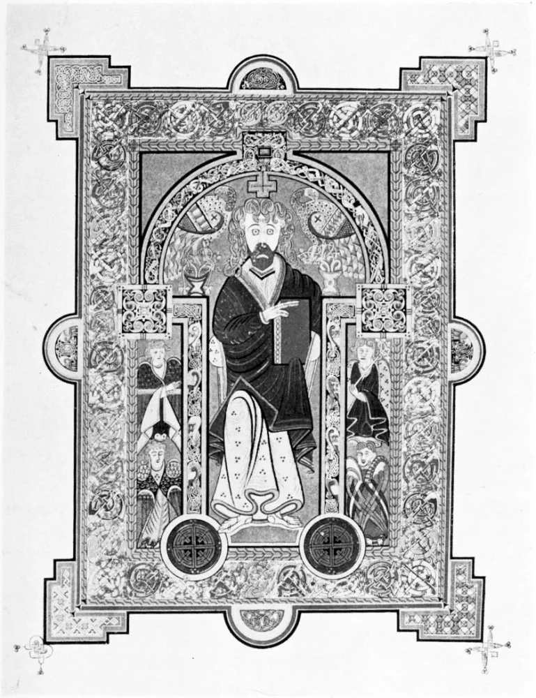 An illuminated page of the Book of Kells — from Ernest Savage, Old English Libraries (1911)