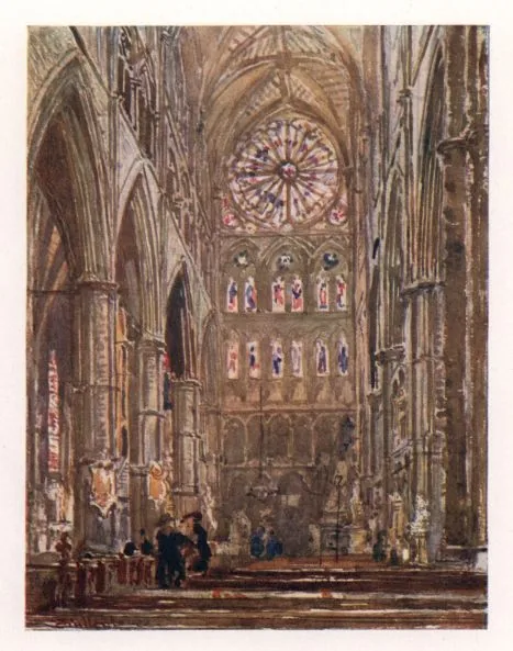 Watercolour of the interior of the South Transept of Westminster Abbey